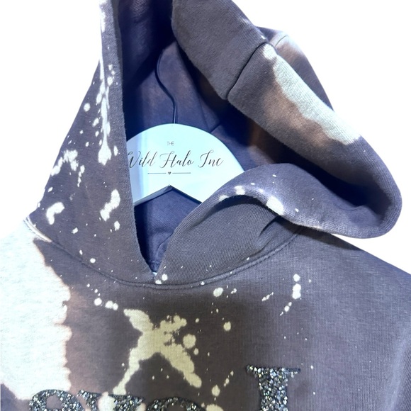 Zara Street Distressed LOVE sweatshirt Acid Bleached Tan Cream Brown SZ 5 Hoodie - Picture 8 of 14